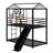 Metal House Bunk Bed With Slide-511170813