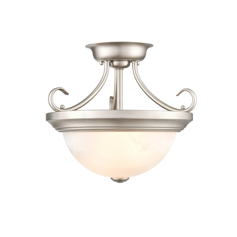 Snediker Glass Semi Flush Mount, 11.5" H x 13" W x 13" D, Satin Nickel