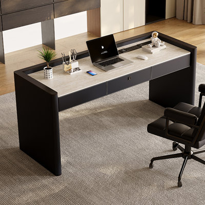 White + Black Rectangular Stone desk