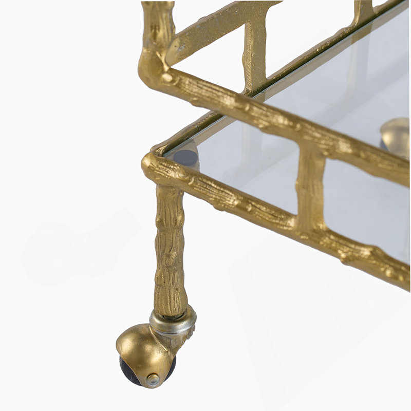 Chariot-bar 23,5 x 13,5 x 30 po, laiton antique