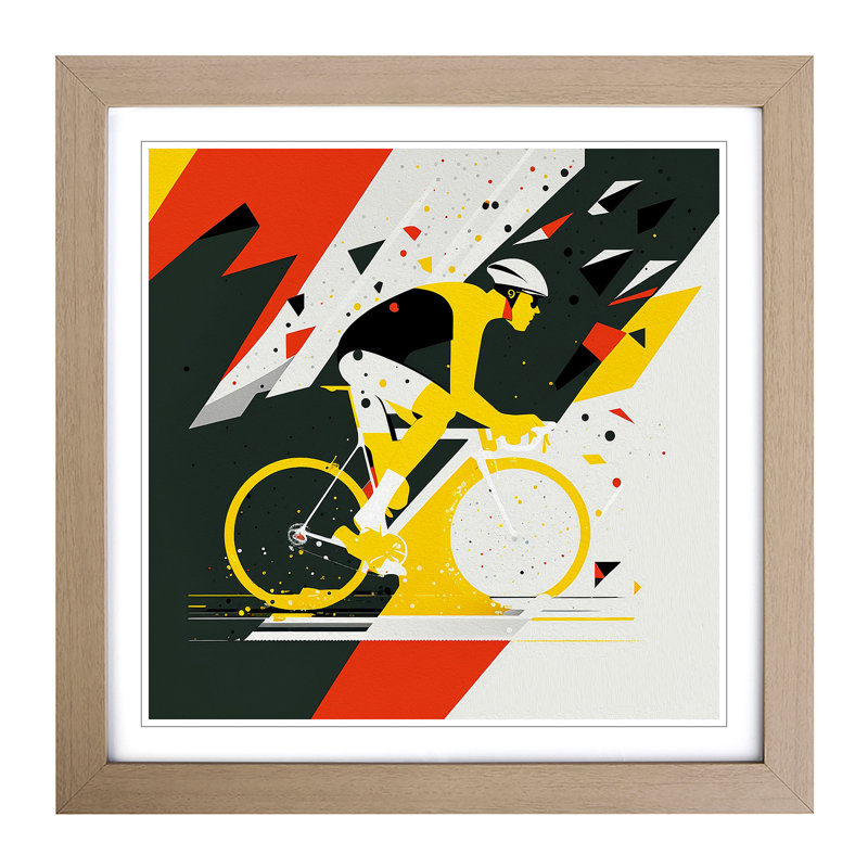 Tour De France Suprematism - Single Picture Frame Print on Wood, Oak