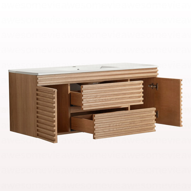 Meuble-lavabo mural simple 48 po avec lavabo en céramique