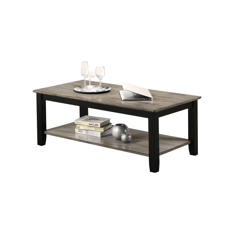 Rectangular Coffee Table In Dark Brown With Open Shelf For Home Decoration