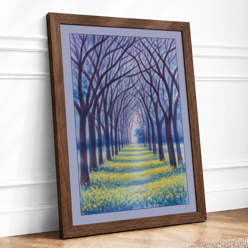 Avenue of Trees Scandinavian - Framed Print, A4 - 29.7 x 21.0 cm, Walnut