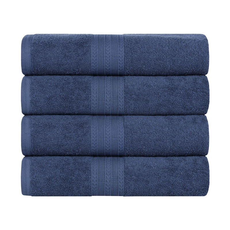Hannu Eco-Friendly 100% Ringspun Sustainable Cotton Bath Towel Set, Navy Blue
