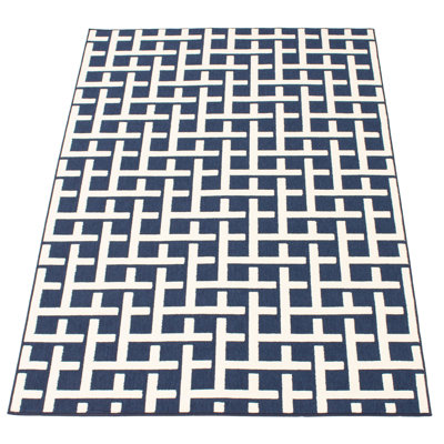 Ensemble de tapis intérieur / extérieur géométrique bleu