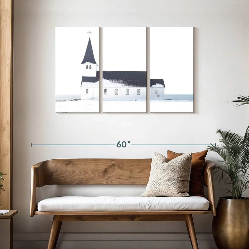 White Winter Church, H 28 po x l 45 po