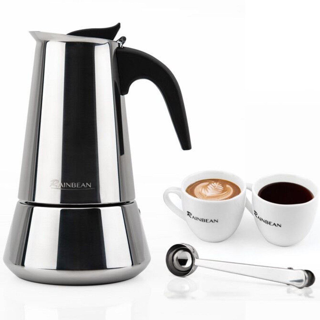 Stainless Steel Moka Coffee Maker Mocha Espresso Latte Stovetop Filter Coffee Pot Percolator Tools Easy Clean for Home Office (100ml), Size: 5.51 x