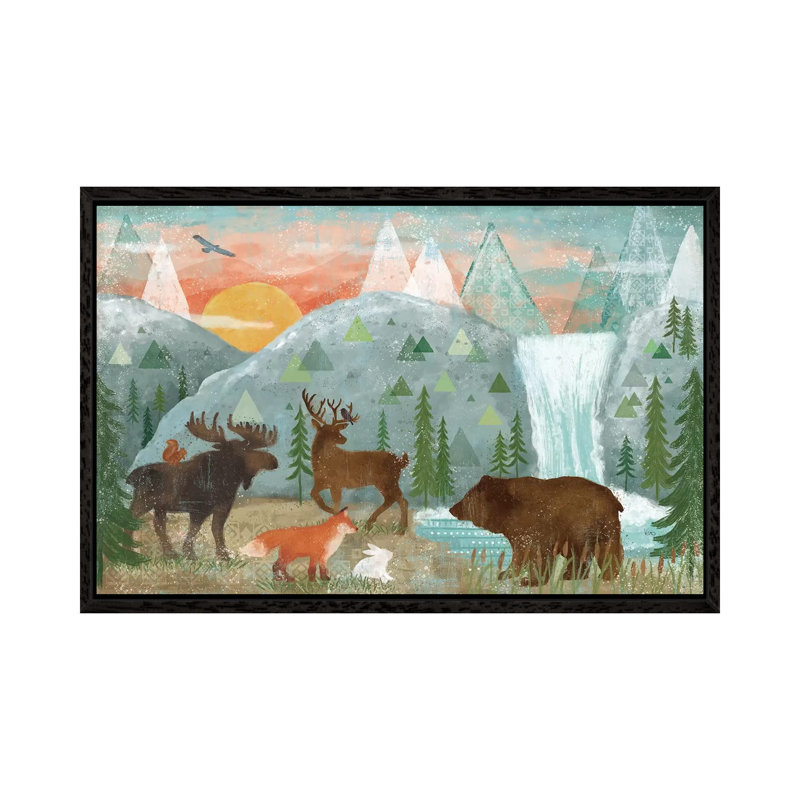 Woodland Forest I by Veronique Charron - Print on Canvas, 66.04 cm H x 45.72 cm W, Black Framed