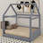 Full Size Upholstered House Daybed With LED Light Strips-1333696213