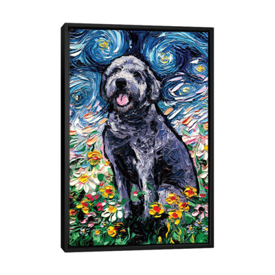 "Grey labradoodle Night" par aja Trèves, reproduction d’art