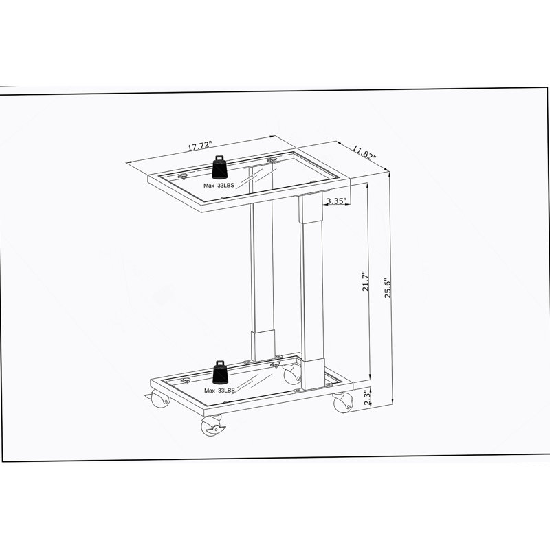 Acrylic Sofa Table, Glass Top C Shape Square Table with Metal Base
