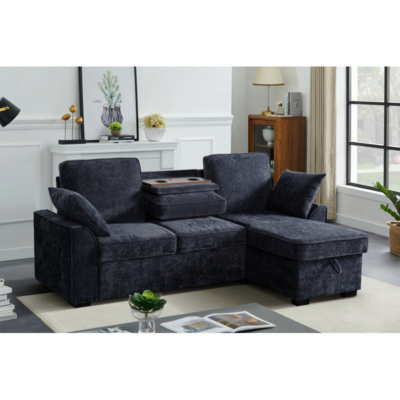 Multi - Functional Sectional Sofa Ensemble Featuring A Removable Cup Holder Tray, Storage - Integrated Chaise And Adjustable Backrests
