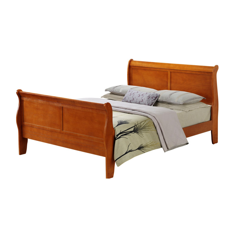  Lit Ginther, lit plateforme de style rétro, lit-bateau classique, Grand lit, Chêne