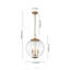 Suspension moderne à globe en verre transparent à 3 lumières
