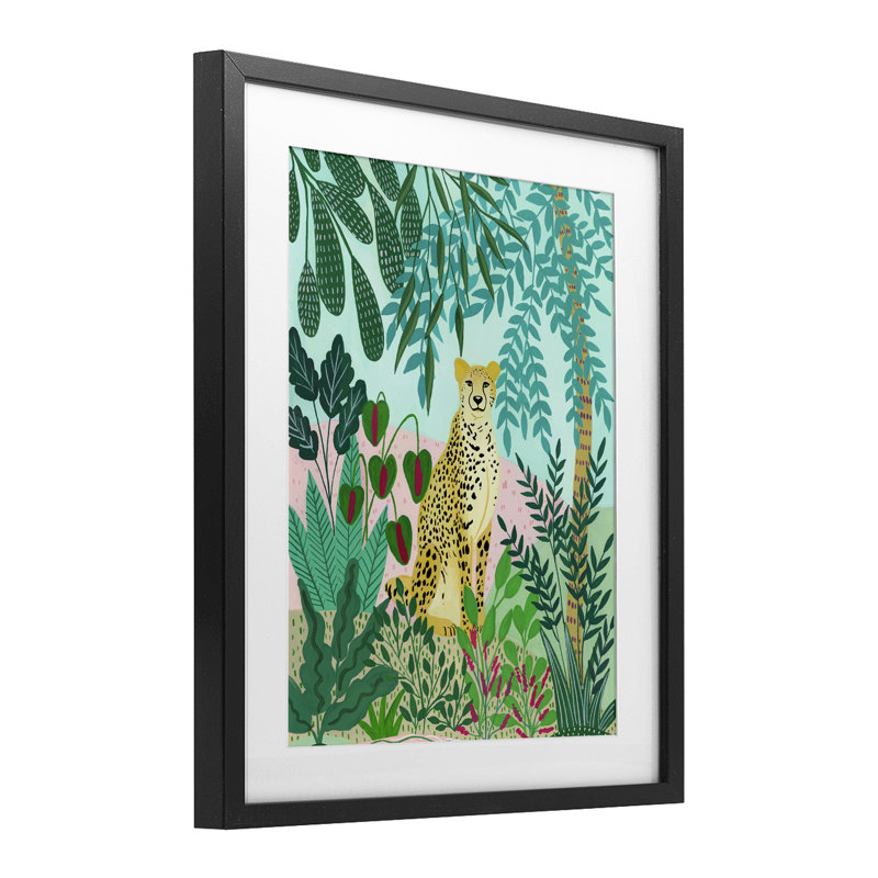 «Stoic Leopard Tropical Forest», reproduction encadrée sous verre, conception de Nabeela Rumi, H 21 po x l 17 po