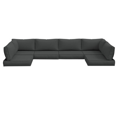 Ensemble de remplacement pour coussins modulaires d'extérieur 14 pièces, coussins de mobilier de patio à assise profonde, coussins de canapé imperméables et résistants à la décoloration pour ensembles de conversation en osier de 6 sièges