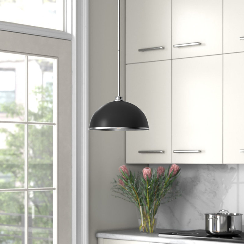 Hagberg 1 - Light Single Pendant, Matte Black, Rubbed Brass, 10.5" H x 10" W x 10" D