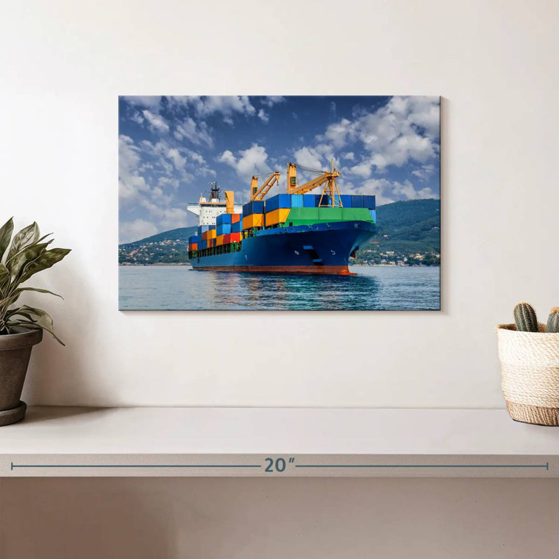 Mehar Merchant Container Ship, 8" H x 12" W
