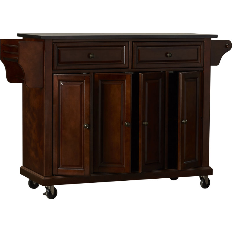 Royce Granite Top Kitchen Island, Vintage Mahogany