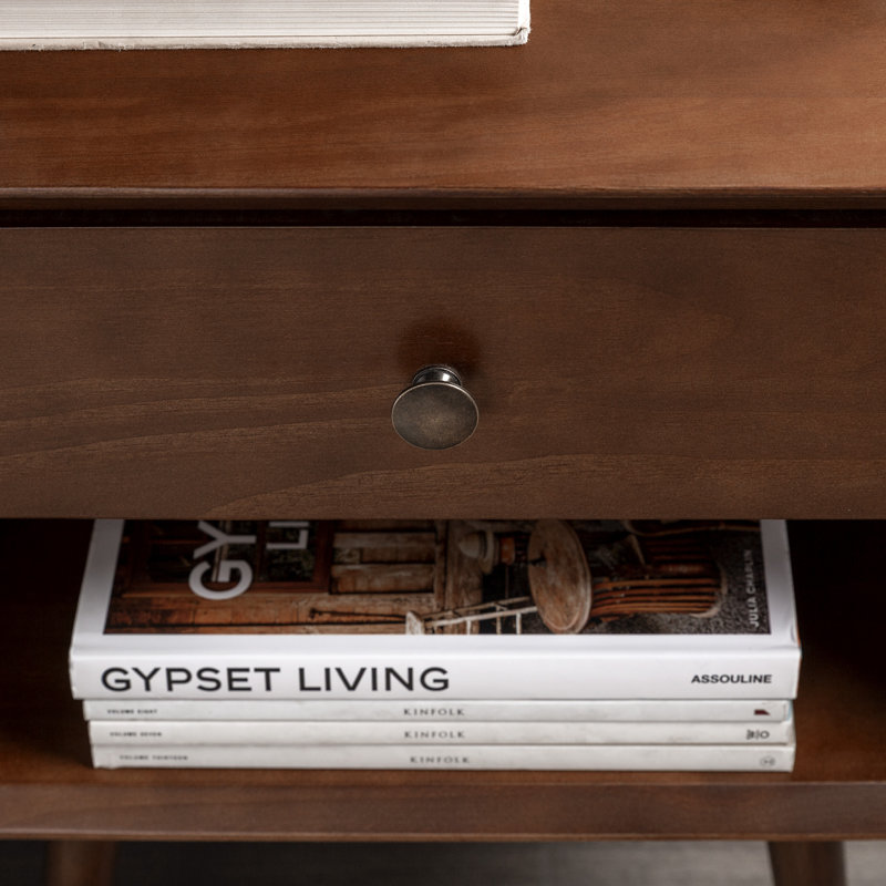 Solange 49.8cm W Bedside Table, Walnut, Walnut
