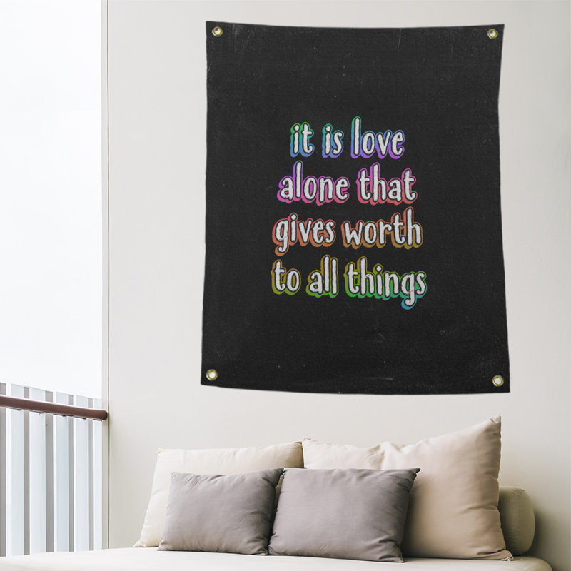 Tapisserie tableau noir de polyester love quot, H 36 po x l 26 po, Arc-en-ciel