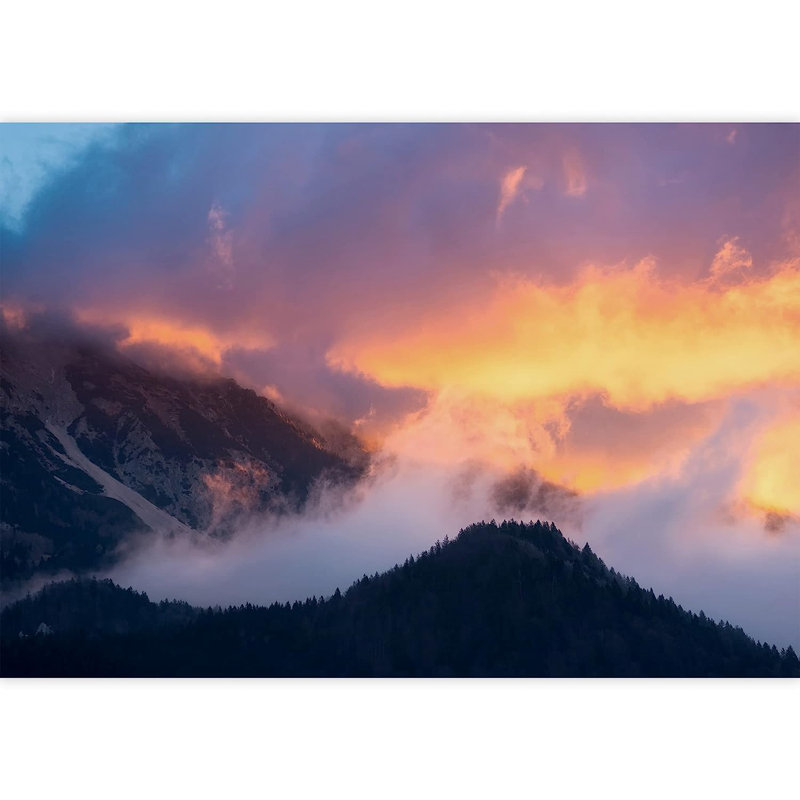 Murale coucher de soleil nuageux au crépuscule, L 66 po x l 96 po