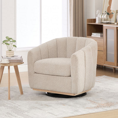 31.89 "Wide Modern Chenille Cushioned Metal Base 360° Swivel Chair