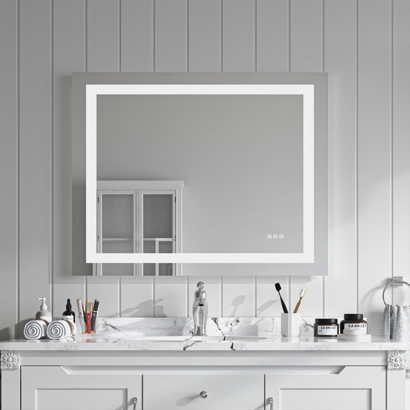 Miroir de salle de bain avec lumière avant, 32 po x 40 po