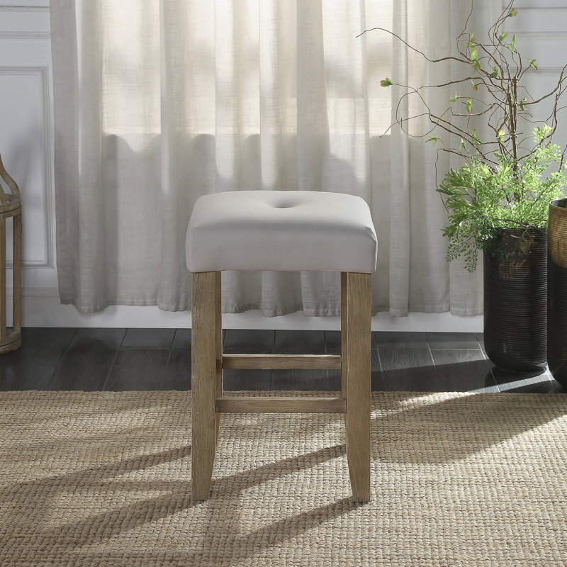 Tabouret à hauteur de comptoir en cuir synthétique gris et chêne (ensemble de 2)