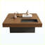 Table basse carrée rétro moderne 35,43 pouces, placage en bois de noyer pour salon, chambre à coucher, bureau, hôtel