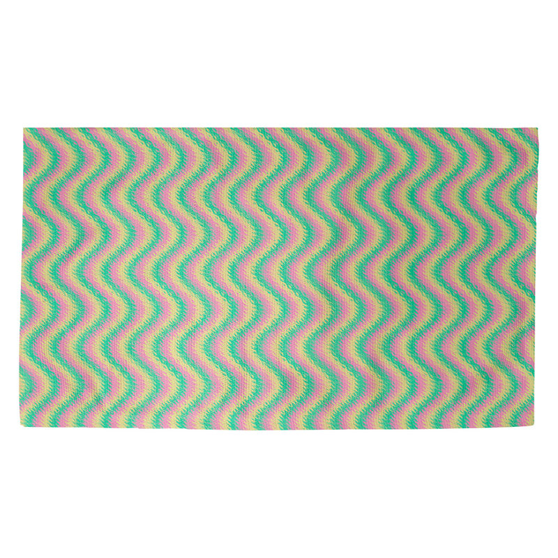 Kitterman Striped Indoor Doormat, Rectangle 5'2.5" x 7'2", Pink/Green