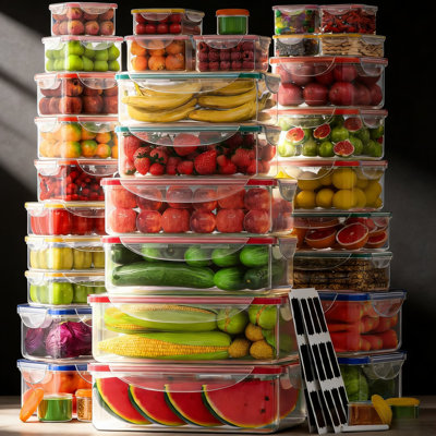 70-Piece Airtight Food Storage Containers Set With Lids, BPA-Free Plastic Kitchen Organizers, Leakproof, Microwave & Dishwasher Safe, Stackable For Freezer And Pantry