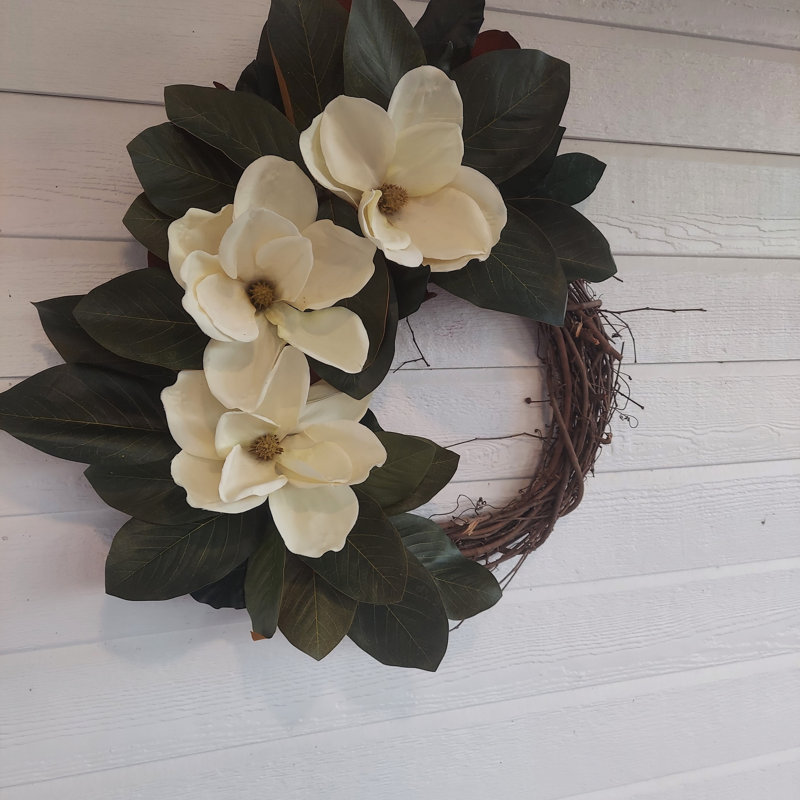 Handcrafted Faux Magnolia 24'' Wreath