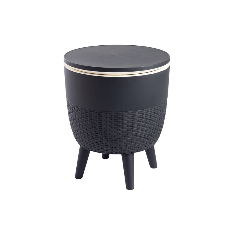Table d'appoint et glacière d'extérieur 2-en-1 en résine Cancun, Noir
