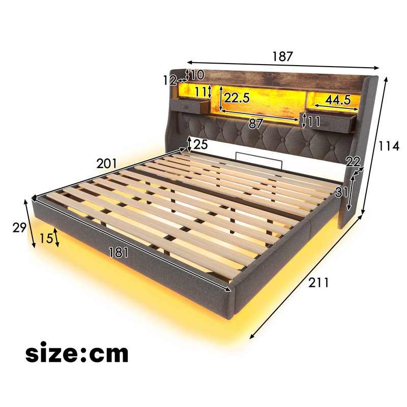 Upholstered Storage Bed, Super King (6')