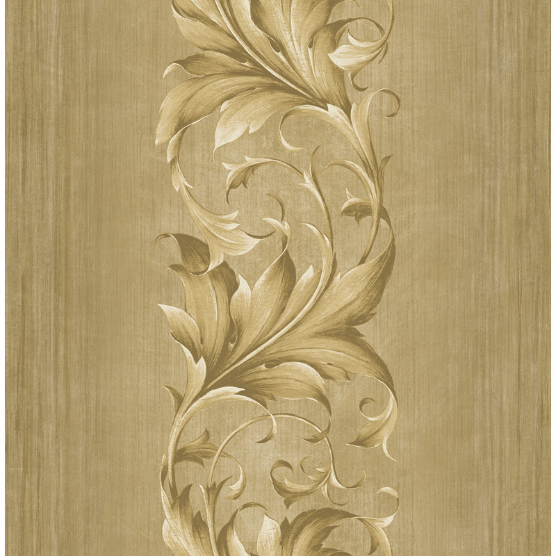 Papier peint rayé Seabrook Designs Brigid Acanthus, Caramel