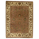 Hand Knotted Wool Oriental Area Rug in Rust And Ivory