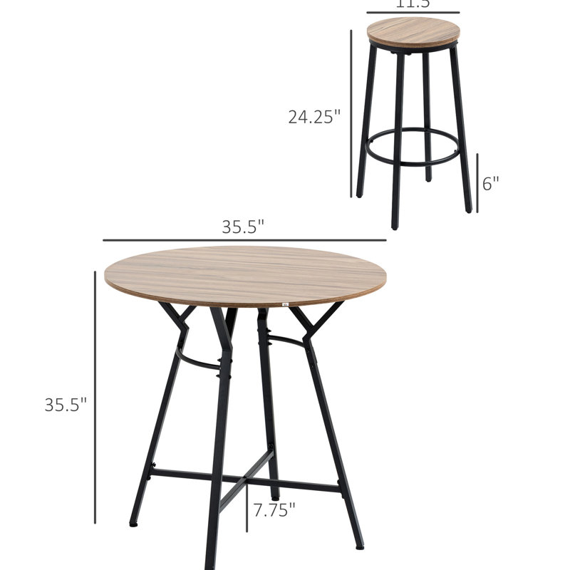 Table industrielle et 5 chaises, cuisine de pub peu encombrante, brun noir. Table ronde, 4 tabourets, la chaise peut supporter un poids de 220 lb, 132 lb pour la salle à manger, les tabourets et les tabourets debout jusqu'à une charge