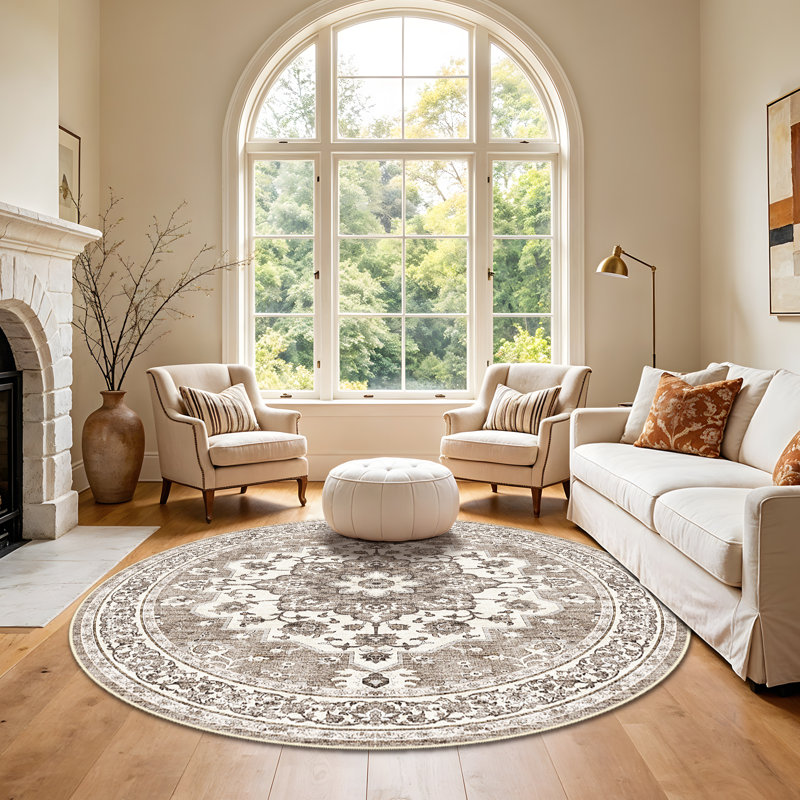 Tapis de couloir lavable oriental, Rond 6 pi