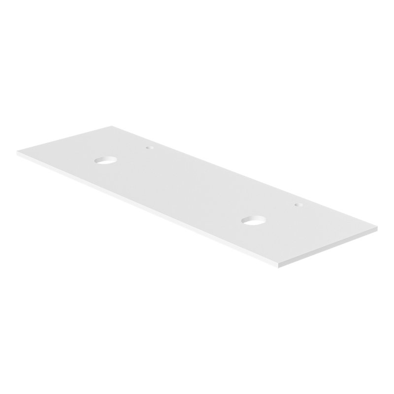 Tablette de comptoir rectangulaire en quartz blanc avec comptoir et trous de bonde Ivora, 60