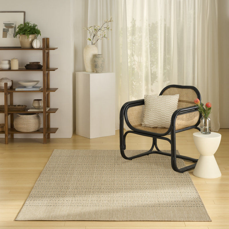 Tulum Striped Indoor/Outdoor Area Rug, Rectangle 2' x 3', Tan