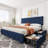 Bed Frame With 4 Storage Drawers, Linen Upholstered Platform Bed Frame With Headboard And Footboard-595089387-595089381
