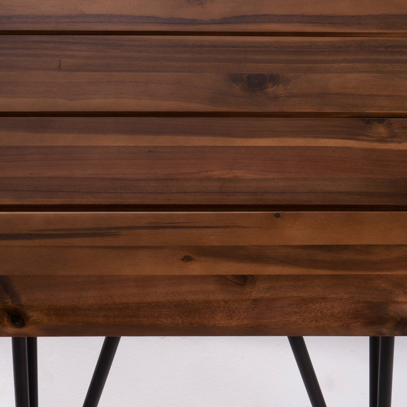Table d'appoint rustique avec pieds en bois et en métal 18 po x 18 po x 18 po