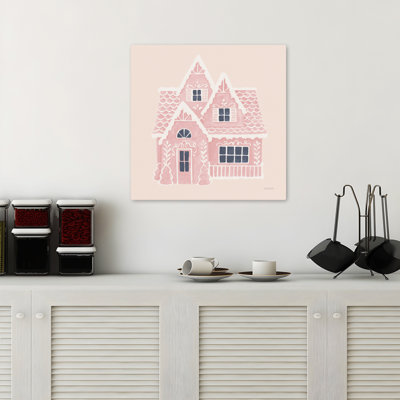 Gingerbread Dream House Ii Pink Square Contemporary Art
