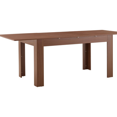 30.30"h×86.50"w×35.00"d Rectangular Extendable Dining Table, 2 Drop Leaves Space Saving & Smooth Extension, Walnut Veneer Mdf With Solid Wood Leg Mode