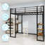 Lit mezzanine simple à structure en fer avec bureau et escalier pour enfants et adolescents-1542359355