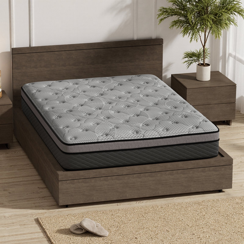 Très grand matelas de refroidissement hybride 12 pouces - Support ferme moyen avec mousse viscoélastique imprégnée de gel et ressorts ensachés pour l'isolation des mouvements