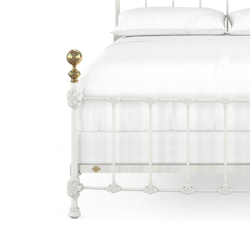 151 Palatial Bed | Complete Arched Foot, Queen, Matte White/Antique Gold