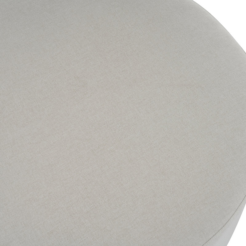 Repose-pieds rond blanc en tissu avec pieds, simple et pratique pour le salon de la chambre à coucher, surface idéale en bois d'hévéa de soutien doux, stable et confortable